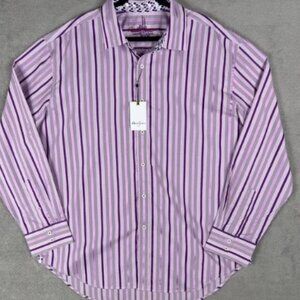 Robert Graham Eye Of The Tiger Long Sleeve Button Up Shirt Men's 3XL Purple NWT